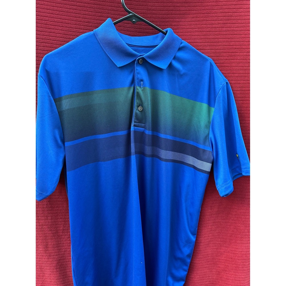 Jack Nicklaus Blue StayDri Polo Shirt Gradient Stripe Golden Bear Golf Mens M
